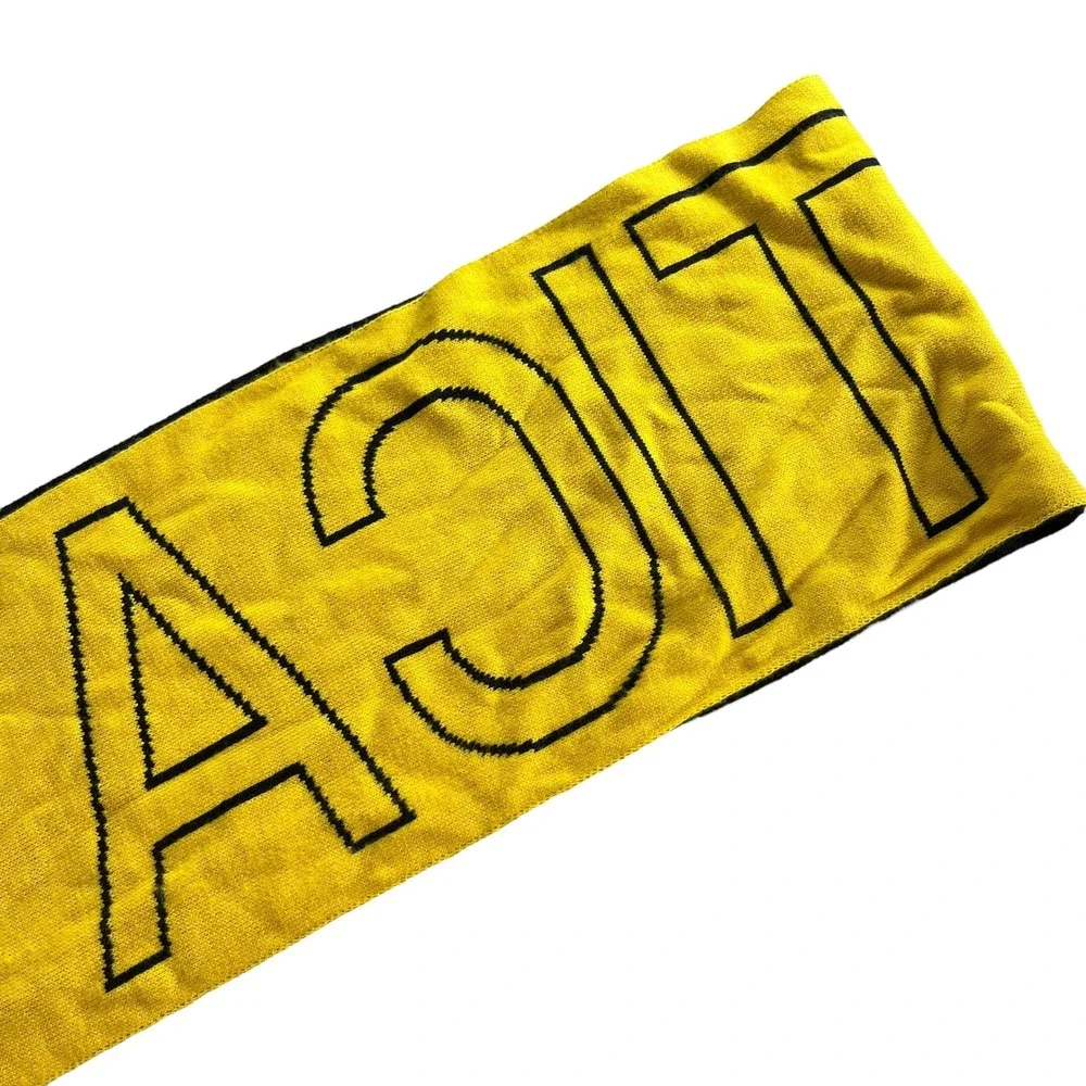 Nautica Signature Navy Blue Yellow Logo Reversible Knit Winter Scarf NT00038 Coz